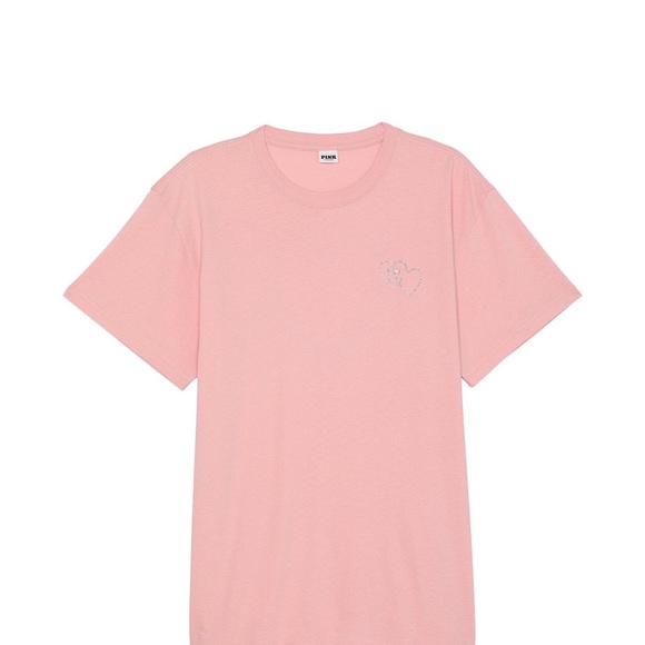 PINK / Victoria’s Secret Valentines Day Campus Cotton Tee Size:Medium BLING**** - Picture 3 of 6